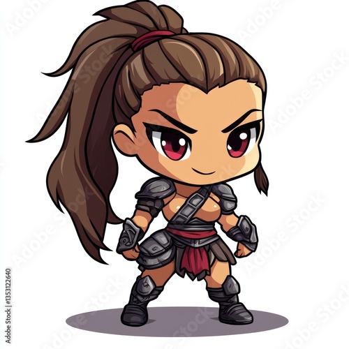 Chibi Warrior Princess: A Digital Illustration of a Cute and Powerful Female Character
