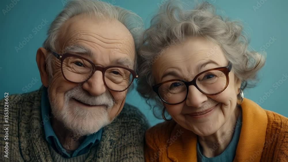 Elderly Couple Smiling Together in Joyful Portrait Elderly Couple Smiling Together in Joyful Portrait