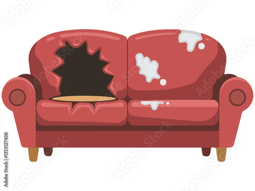 Damaged sofa for interior design��