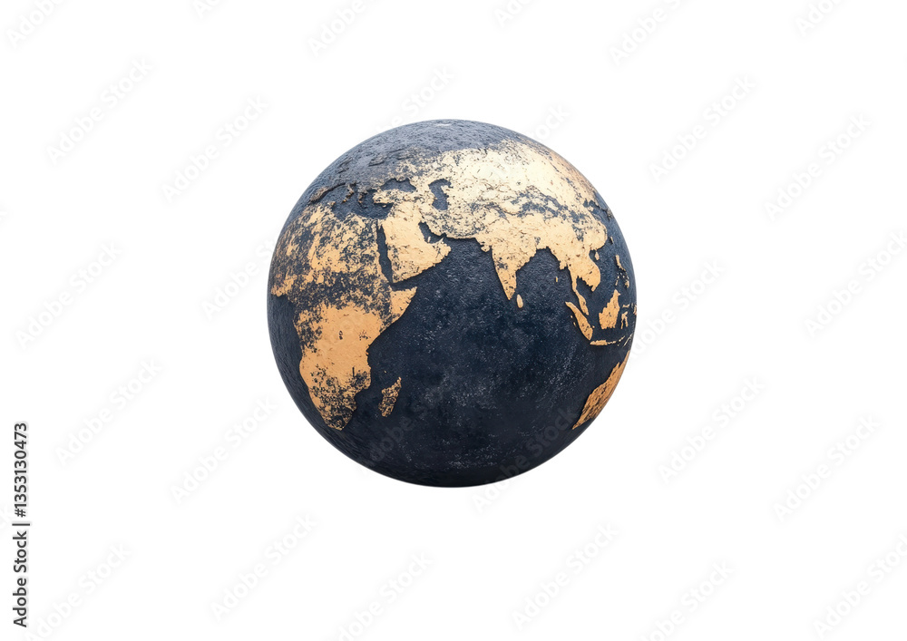 Fototapeta premium Realistic Earth with a cosmic glow against a black background isolated on transparent background