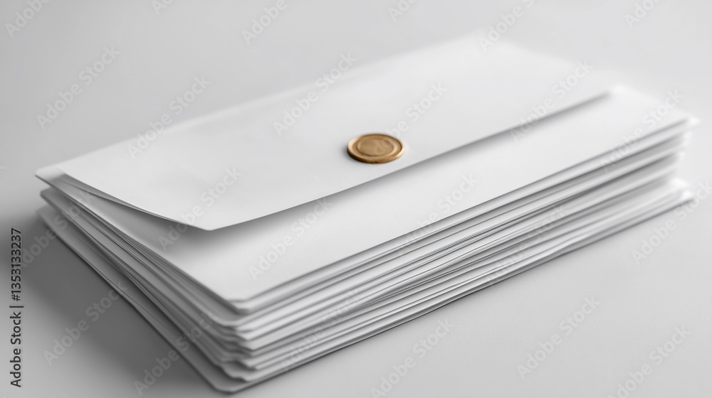 Stack of white envelopes sealed with wax.