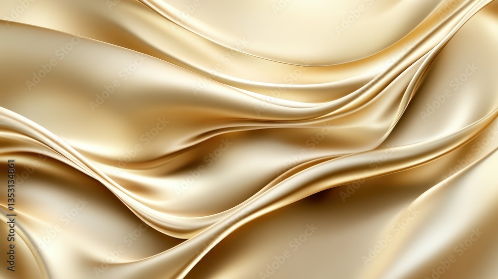 Obraz premium Luxurious Gold Silk Drapes Elegance and Flowing Texture.