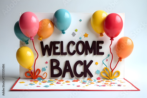 welcome back pop-up card with balloons paper quilling