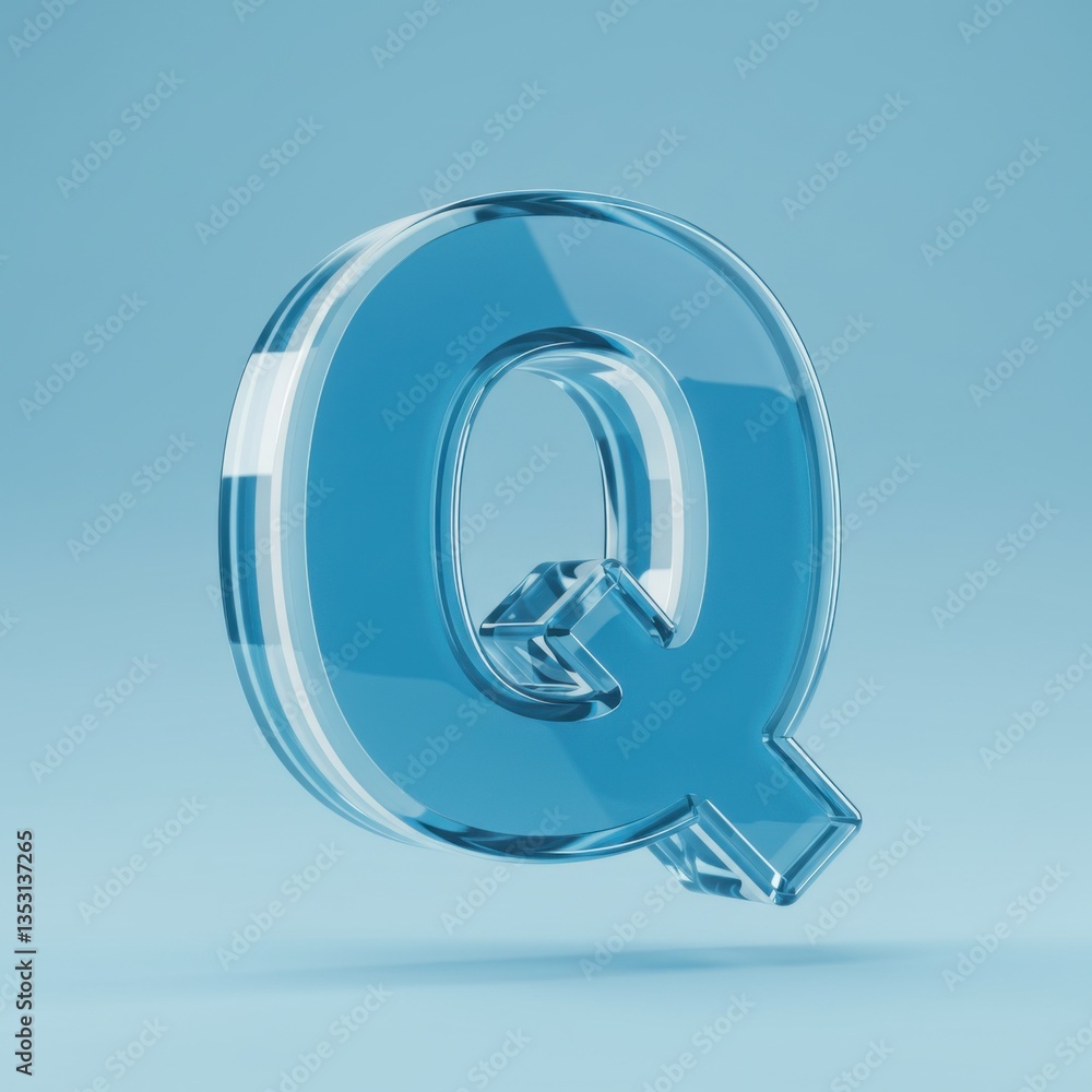 Glass Letter Q Blue Glass Letter Q Blue