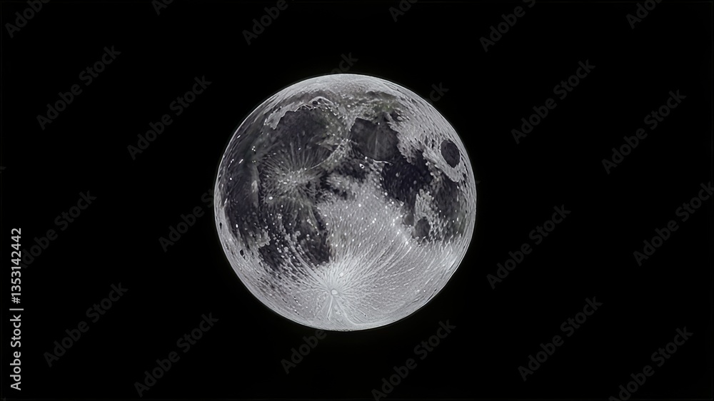 Fototapeta premium Full moon in night starry sky