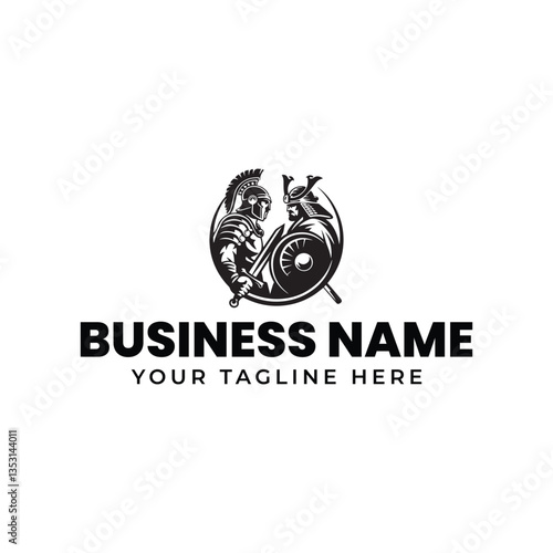 Spartan Warrior and Samurai Battle Logo