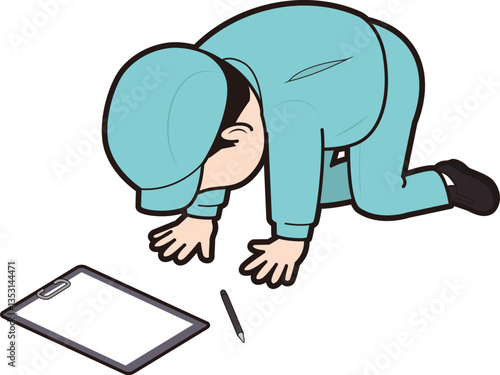 挫折する男性工場作業員