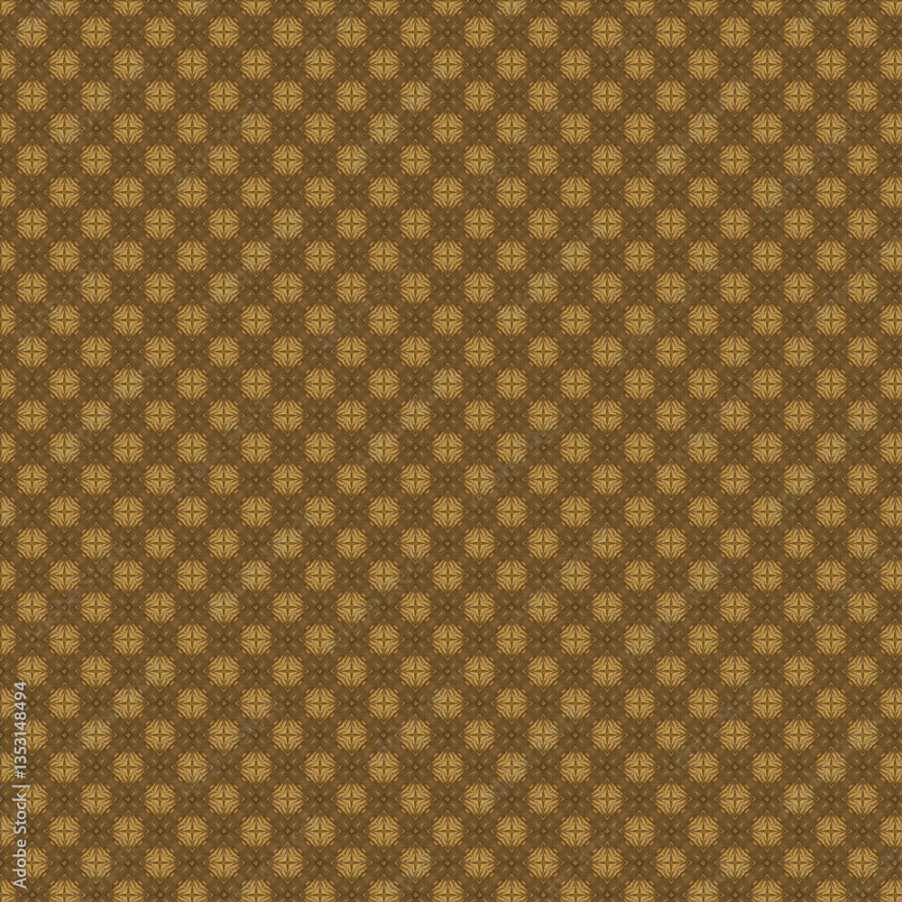 Fototapeta premium Seamless geometric dot pattern with small repeating squares in warm brown and tan tones. Textured abstract background ideal for textiles, wallpaper, packaging, branding, and modern decorative design.