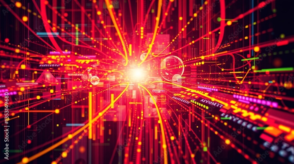 Abstract Glitch Art with Vibrant Digital Data Streams in Surreal Chaos Abstract Glitch Art with Vibrant Digital Data Streams in Surreal Chaos