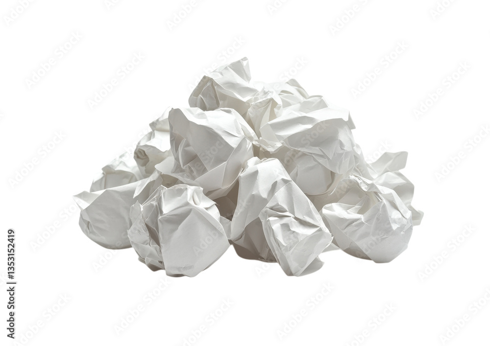 Pile of Crumpled Paper Balls with a Messy Arrangement. Isolated on a Transparent Background Pile of Crumpled Paper Balls with a Messy Arrangement. Isolated on a Transparent Background