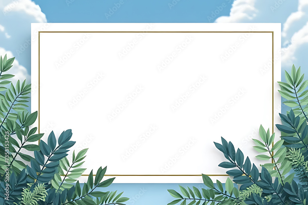 Creating a lush greenery frame with blank space nature scenery illustration bright background