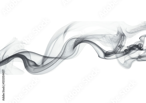 Mysterious Swirling Smoke Forming a Dark Abstract Shape. Isolated on a Transparent Background