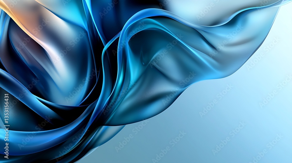 Obraz premium Abstract Blue Silk Waves with Elegant Flowing Fabric Design.