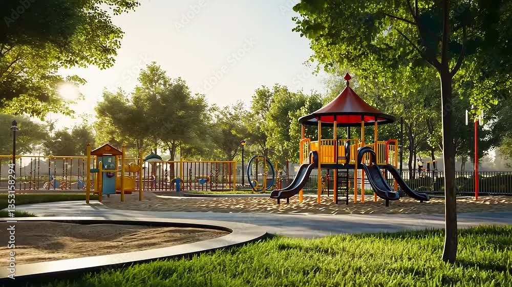 Sunny Morning at the Playground: A Vibrant Scene of Joy and Fun Sunny Morning at the Playground: A Vibrant Scene of Joy and Fun