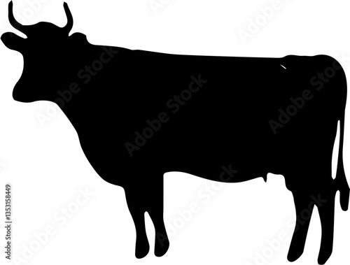 black silhouette of a cow
