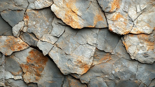 Obraz na płótnie Rough, grey and orange stone wall texture. w salonie