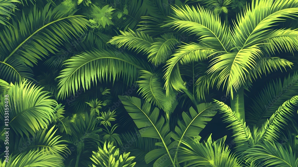 Naklejka premium Professional Seamless Horizontal Tropical Background Hand Drawn Design