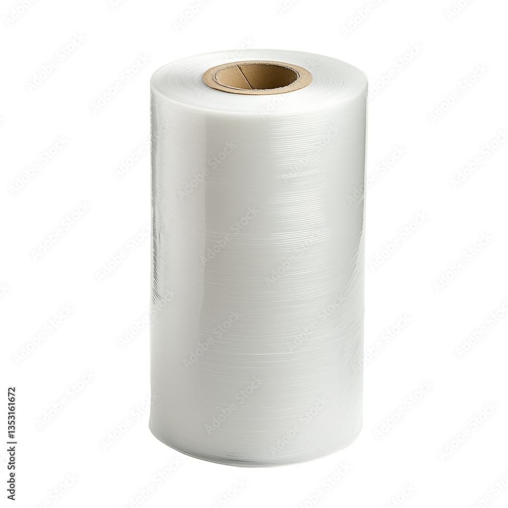 Plastic Stretch Film Roll | Transparent Industrial Wrapping Material Isolated Plastic Stretch Film Roll | Transparent Industrial Wrapping Material Isolated