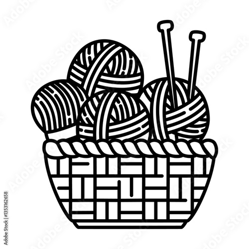 knitting outline illustration. crochet black line illustration