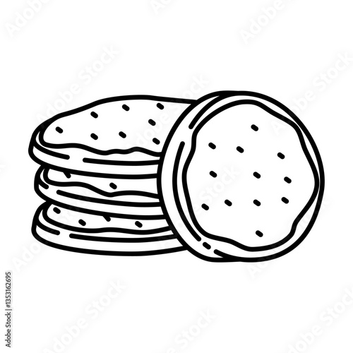 sugar cookies outline illustration. cookies black line illustration