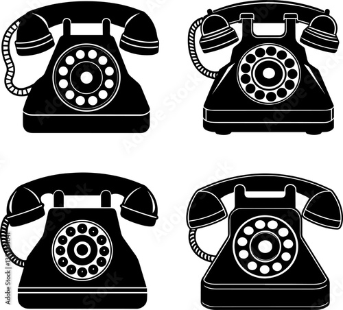 retro telephone silhouette vector illustration