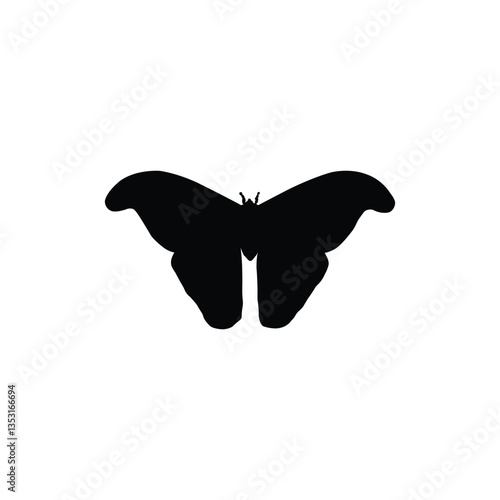 Minimalist moth insect silhouette on white background