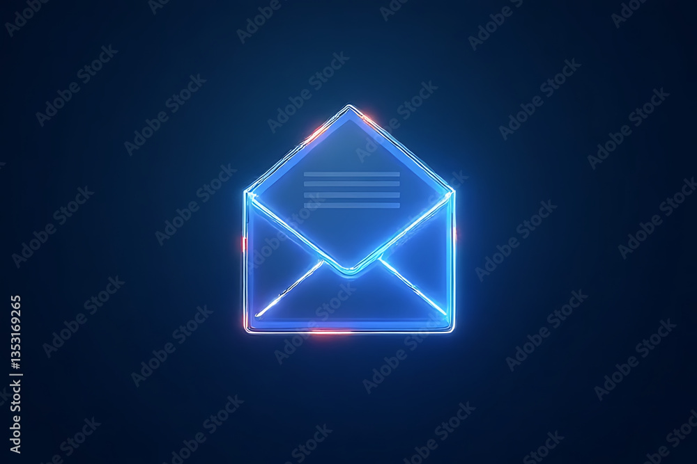Fototapeta premium Digital communication action email icon graphic design dark background futuristic concept