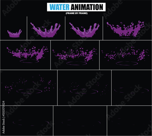 animation sprite sheet of water splash, liquid splashes, dripping water, ripples animation, fountain water fall animation, liquid water explosion, sprite sheet of water, splash effect