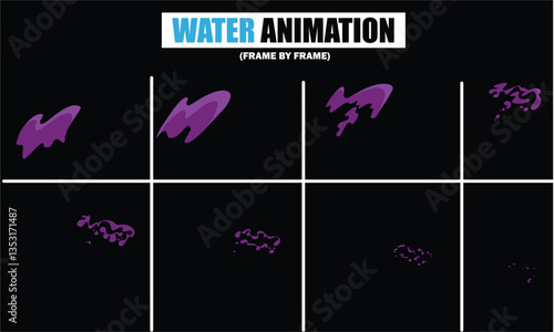 animation sprite sheet of water splash, liquid splashes, dripping water, ripples animation, fountain water fall animation, liquid water explosion, sprite sheet of water, splash effect