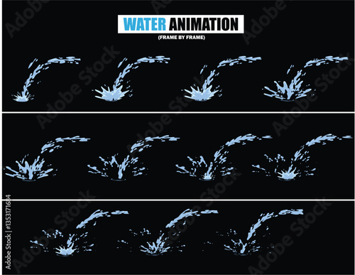animation sprite sheet of water splash, liquid splashes, dripping water, ripples animation, fountain water fall animation, liquid water explosion, sprite sheet of water, splash effect