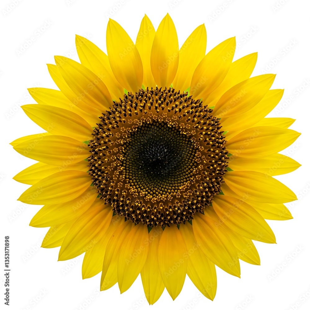 Naklejka premium Vibrant Sunflower Close-up: Bright Yellow Petals & Seeds