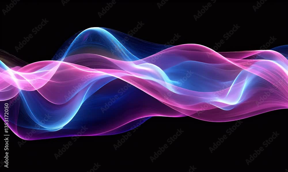 Colorful Wavy Light Streaks on Black Background Colorful Wavy Light Streaks on Black Background