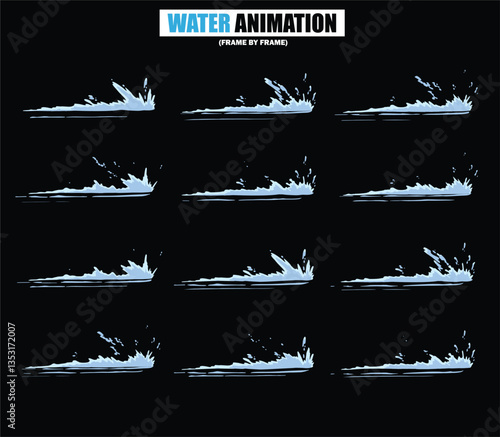 animation sprite sheet of water splash, liquid splashes, dripping water, ripples animation, fountain water fall animation, liquid water explosion, sprite sheet of water, splash effect