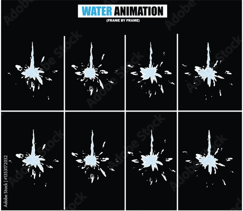 animation sprite sheet of water splash, liquid splashes, dripping water, ripples animation, fountain water fall animation, liquid water explosion, sprite sheet of water, splash effect
