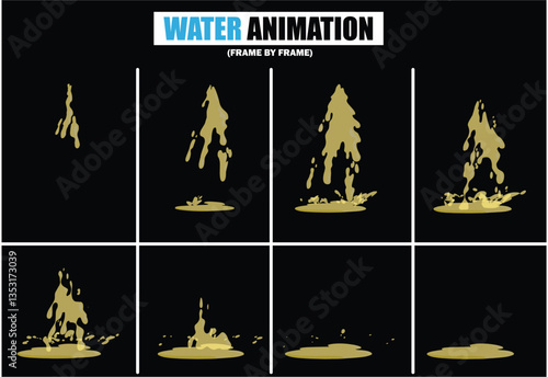 animation sprite sheet of water splash, liquid splashes, dripping water, ripples animation, fountain water fall animation, liquid water explosion, sprite sheet of water, splash effect
