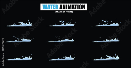 animation sprite sheet of water splash, liquid splashes, dripping water, ripples animation, fountain water fall animation, liquid water explosion, sprite sheet of water, splash effect