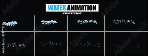 animation sprite sheet of water splash, liquid splashes, dripping water, ripples animation, fountain water fall animation, liquid water explosion, sprite sheet of water, splash effect