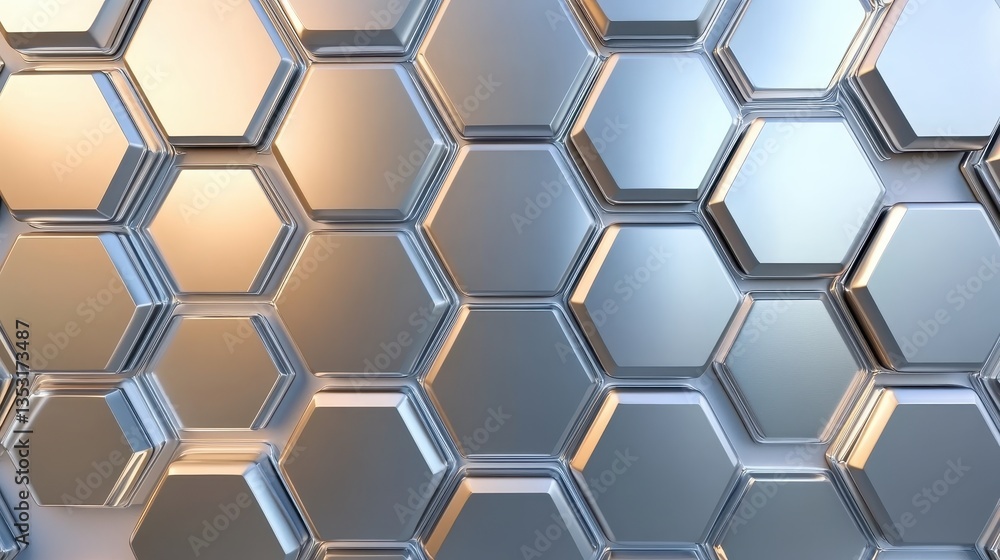 Metallic Honeycomb Pattern Futuristic Silver Gold Background. Metallic Honeycomb Pattern Futuristic Silver Gold Background.