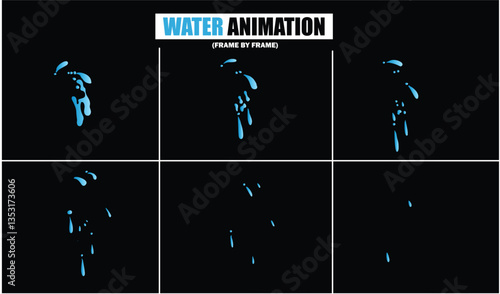 animation sprite sheet of water splash, liquid splashes, dripping water, ripples animation, fountain water fall animation, liquid water explosion, sprite sheet of water, splash effect
