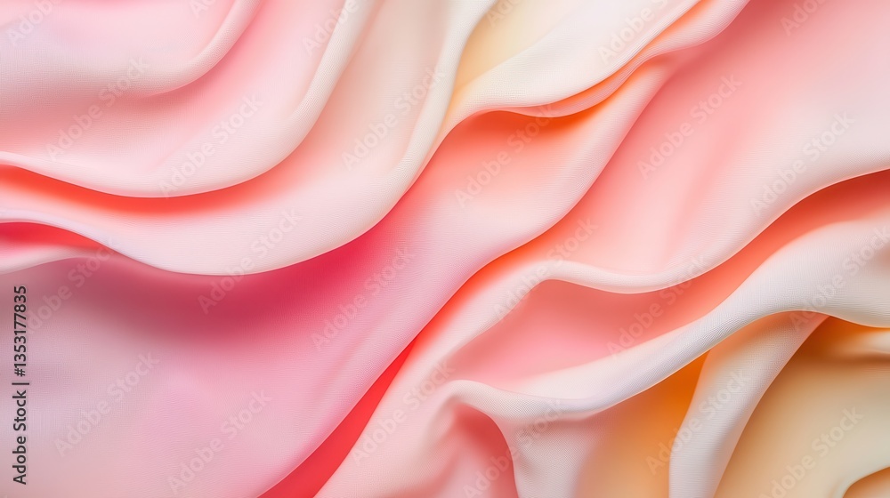 Obraz premium Flowing Peach and Pink Fabric Drapes Soft Texture Background.