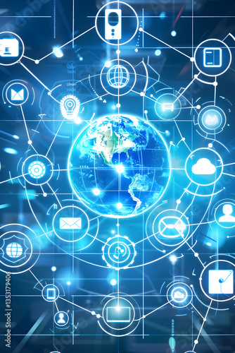 Interconnected Network Illustrating Global WS Web Services Concept