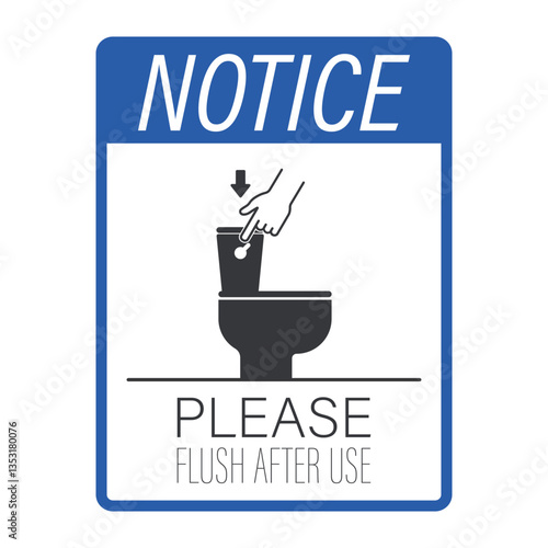 Isolated pictogram reminding users to press the "flush" button after using the toilet to maintain restrom cleanliness