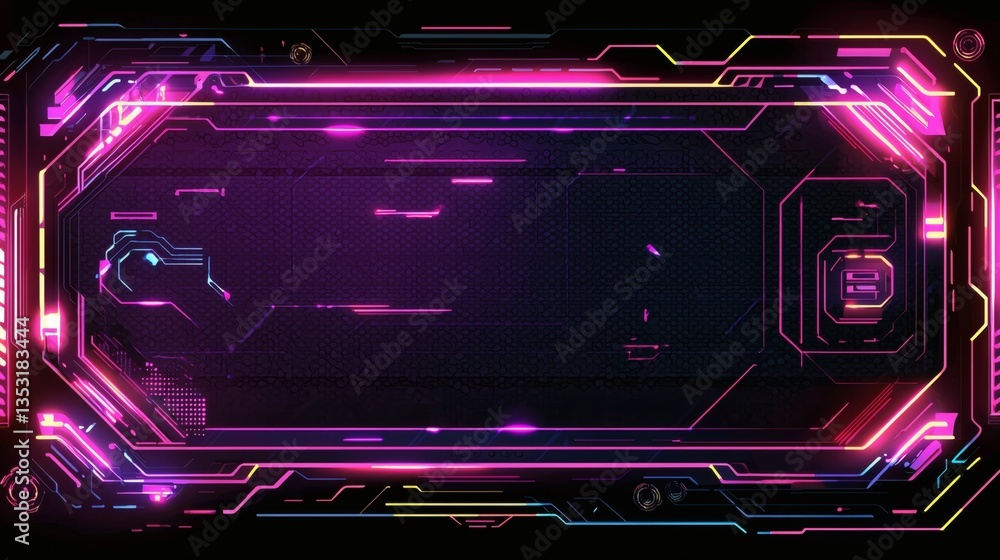 Obraz premium Futuristic Neon Technology Background with Circuit Patterns and Glow