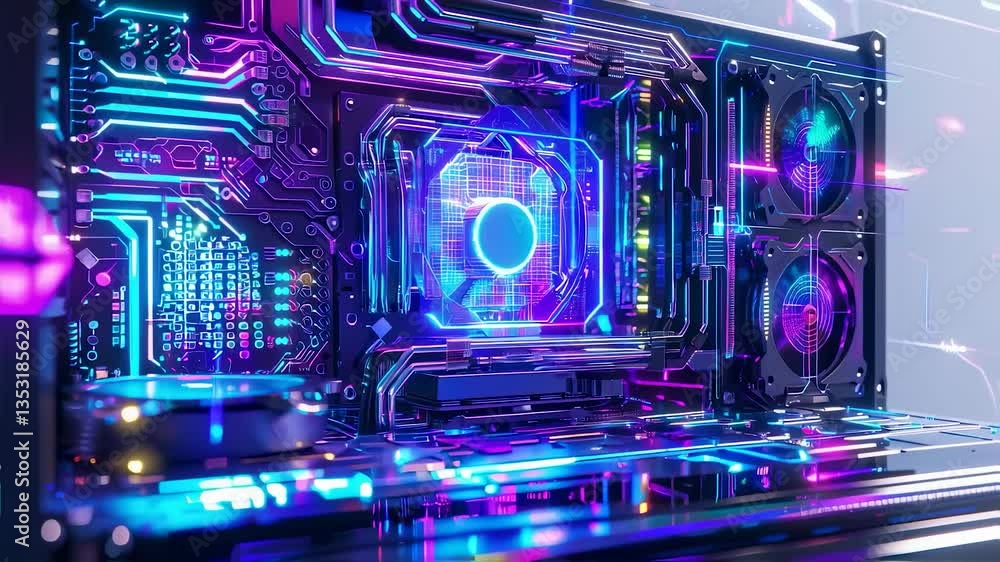 Quantum Computer, Digital technology background Quantum Computer, Digital technology background