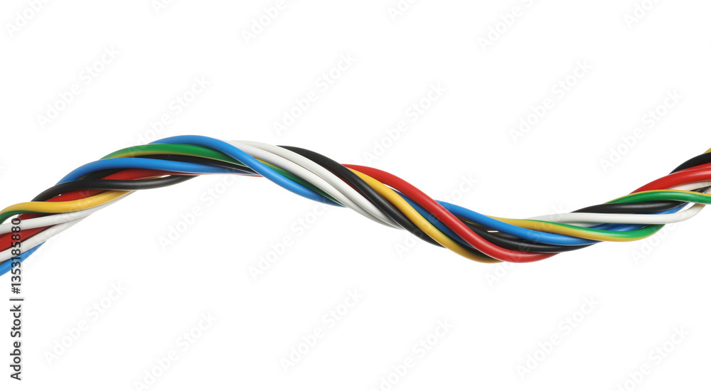 Many colorful electrical wires isolated on white Many colorful electrical wires isolated on white