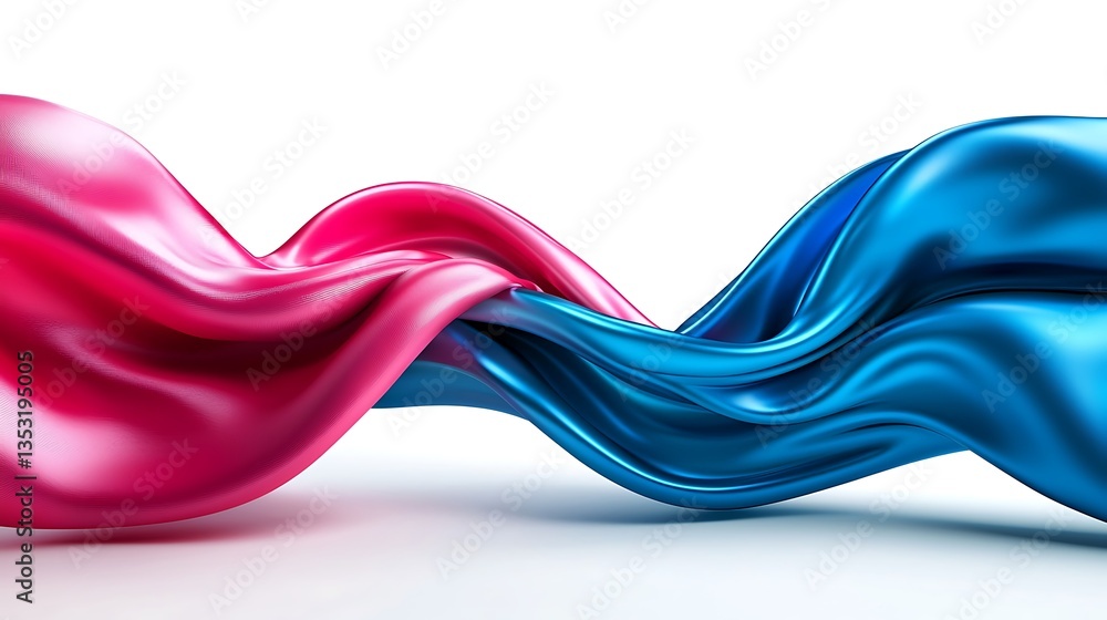 Fototapeta premium Pink Blue Silk Swirl Abstract Background.