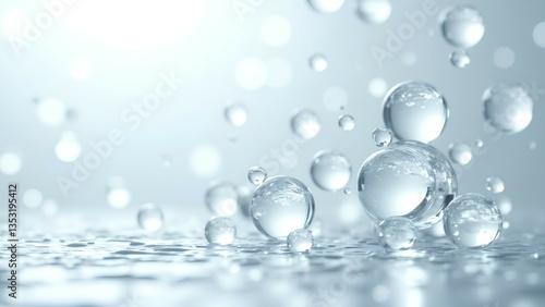 Wallpaper Mural A serene image of water droplets, reflecting light and creating a calming atmosphere with a blurred background. Torontodigital.ca