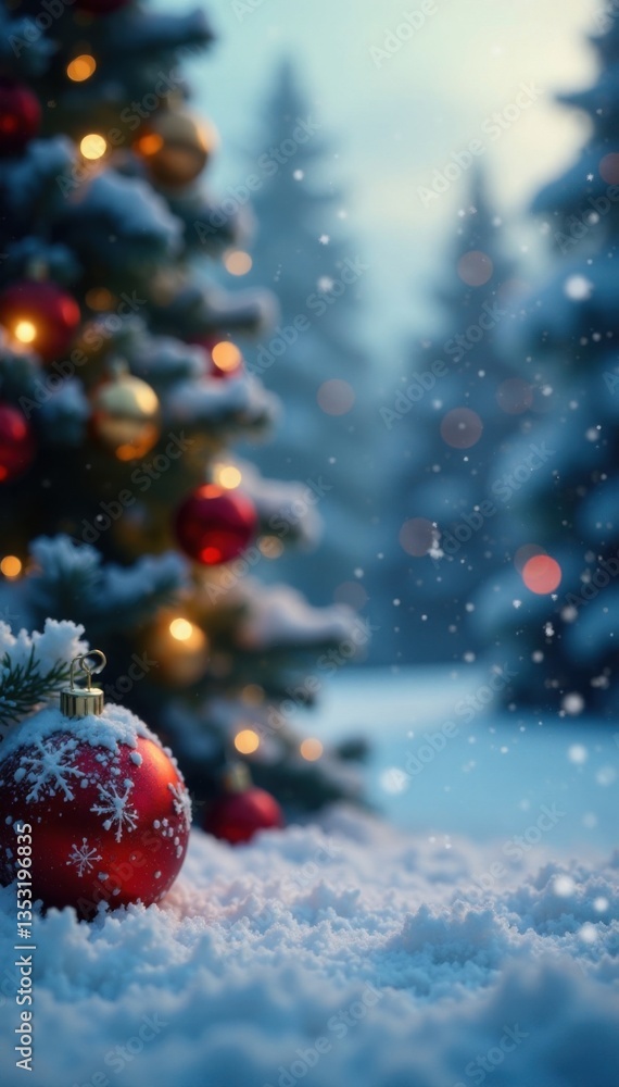 Snowflakes gently falling on a festive Christmas scene , cozy nights, winter wonderland, wintry scenes Snowflakes gently falling on a festive Christmas scene , cozy nights, winter wonderland, wintry scenes