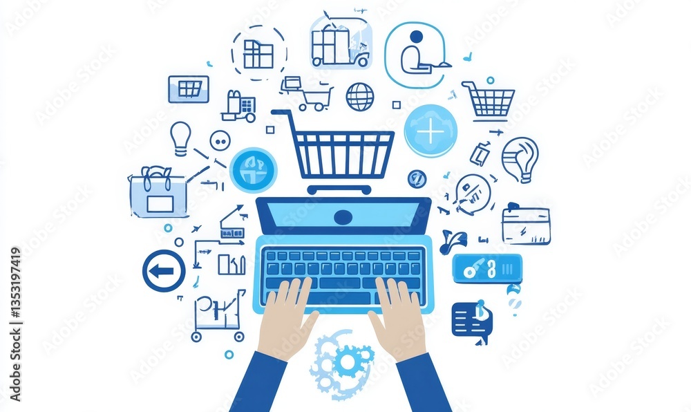 Online shopping, e-commerce, digital marketing, and global sales concept. Online shopping, e-commerce, digital marketing, and global sales concept.