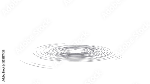 The image is a grayscale depiction of concentric circles emanating outwards from a central point, suggesting the ripples created by a droplet falling into still water. The circles are rendered in